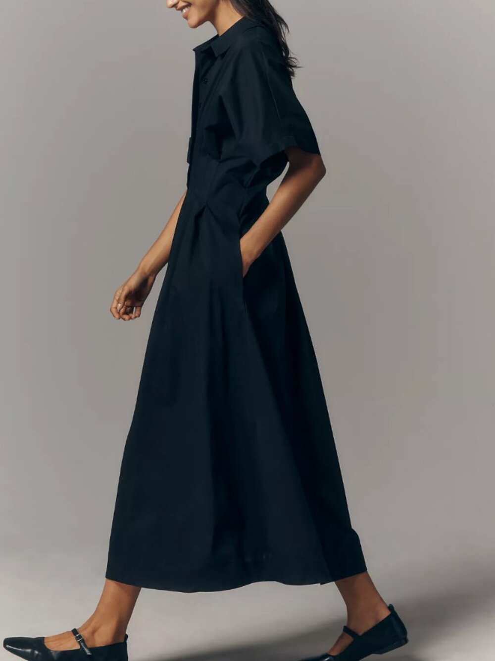 ANTHROPOLOGIE The Tobie Dress by Exquise Black Maxi Button Down Size Small - Picture 2 of 6